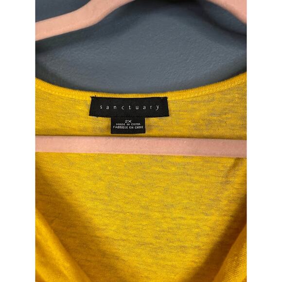 Sanctuary T-Shirt Women's Size 2x 100% Linen Top Yellow V-Neck Elevated Basic - Picture 3 of 7
